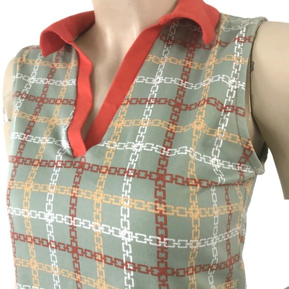 Julia Women's Plaid Collared V-neck Sleeveless Waistline Tank Top Size Large NWT - Picture 3 of 11